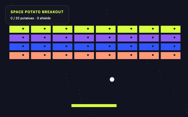 Space Potato Breakout gameplay
